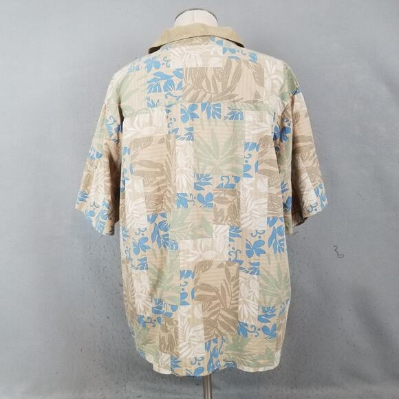 Boca Classics Shirt Mens 2XL Tan Blue Hawaiian Aloha Camp Short Sleeve Button - Picture 9 of 16